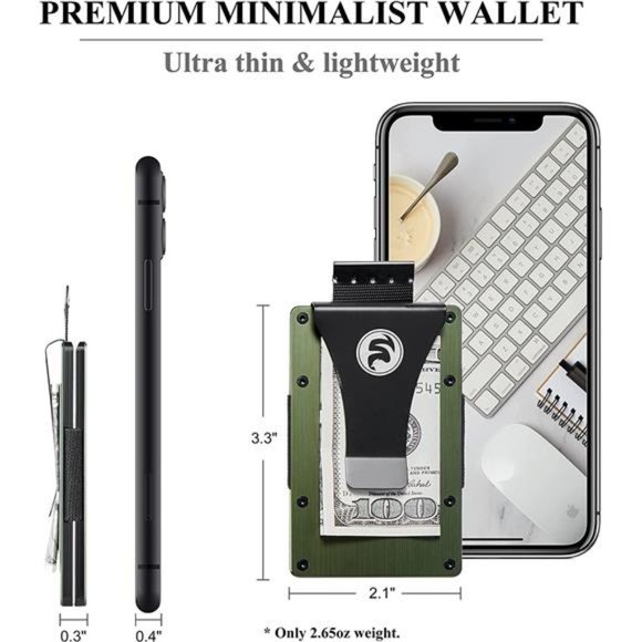 Personalized Minimalist Engraved Aluminum Money Clip, Wallet Men Slim Front - Picture 4 of 5